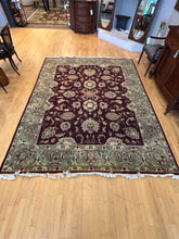 Load image into Gallery viewer, 100% Wool Cranberry &amp; Sage Green Area Rug
