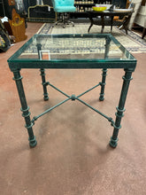 Load image into Gallery viewer, Green Iron Glass Top Side Table
