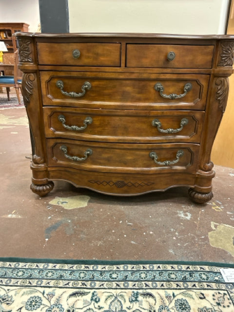 Carved Wood Five Drawer Chest