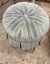 Load image into Gallery viewer, Custom Oval Striped Skirted Ottoman
