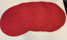 Load image into Gallery viewer, Six Red Raffia Round Placemats
