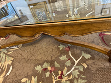 Load image into Gallery viewer, Glass Top Walnut Coffee Table
