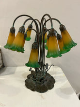 Load image into Gallery viewer, Vintage Ten Light Tiffany Style Lamp with  Metal Base
