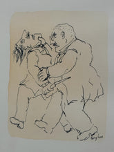 Load image into Gallery viewer, Framed Etching of Two Male Figures Fighting, signed
