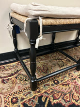 Load image into Gallery viewer, Dorchester Black Beechwood Bench with Hand Woven  Rush Seat &amp; Cushion from Ballard Design
