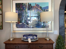 Load image into Gallery viewer, Pair of Flecked Glass Lamps with Silver Base
