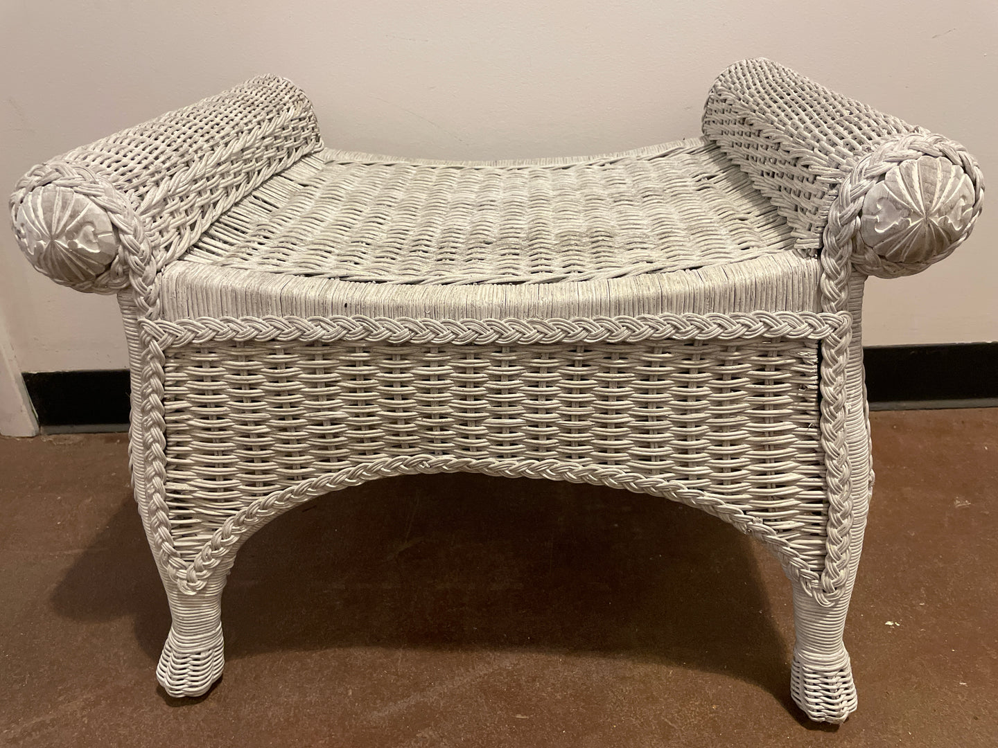 White Wicker Bench