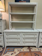 Load image into Gallery viewer, Six Drawer White Wicker Dresser with Laminate Top &amp;  Hutch from Henry Link
