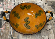 Load image into Gallery viewer, Large Hand Painted Ceramic Bowl with Handles, signed on the bottom Lucia
