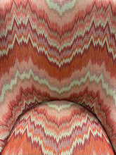 Load image into Gallery viewer, Pair of Orange &amp; Cream Chevron Pattern Upholstered High Back Chairs
