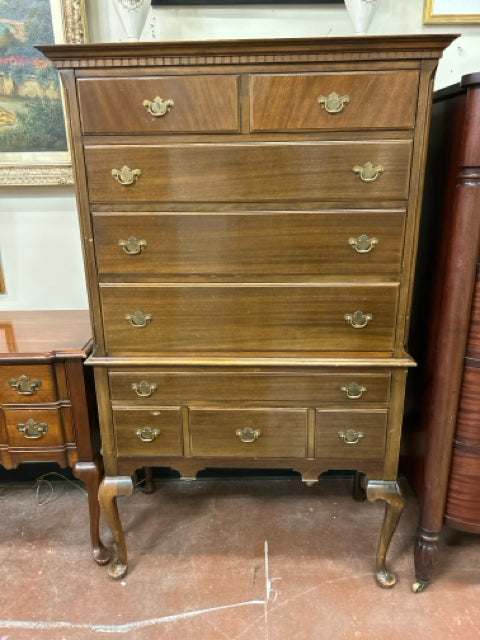 Mahogany Queen Anne Style 6 Drawer Highboy Dresser from Berkey & Gay Furniture