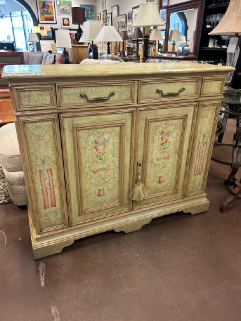 Crackle Painted Two Door Cabinet With Two Drawers from Theodore Alexander