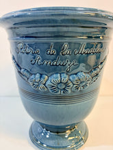 Load image into Gallery viewer, Blue Glazed Planter with Garland Relief inspired by Provencal Pottery
