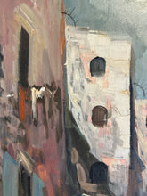Load image into Gallery viewer, Vertical Vintage Oil of European Village Scene II
