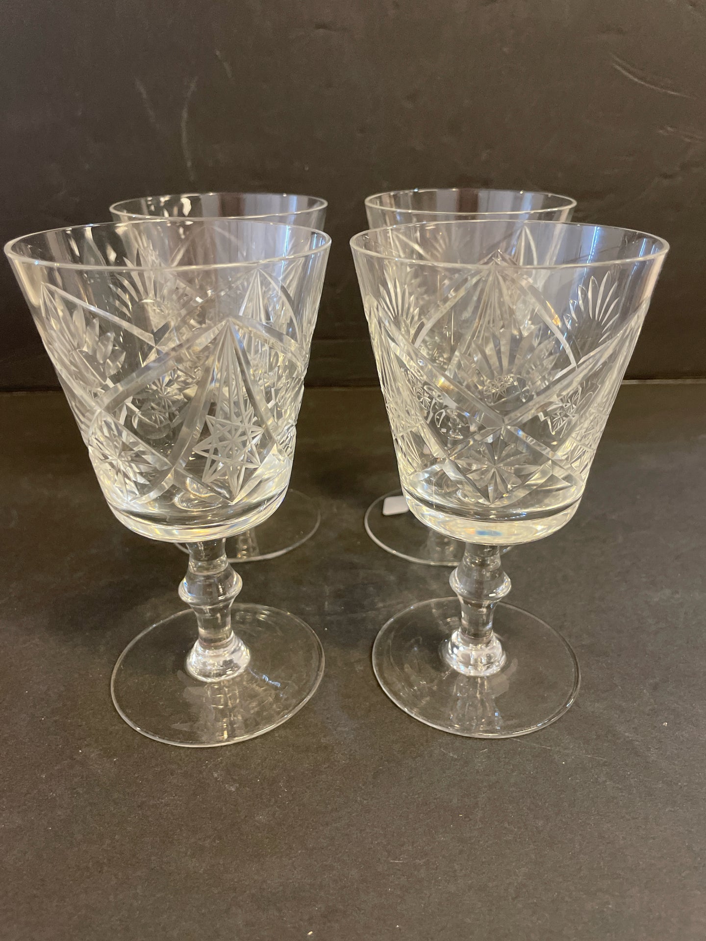 Four Crystal  Wine Glasses