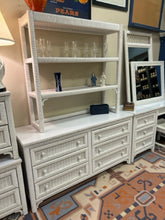 Load image into Gallery viewer, Six Drawer White Wicker Dresser with Laminate Top &amp;  Hutch from Henry Link
