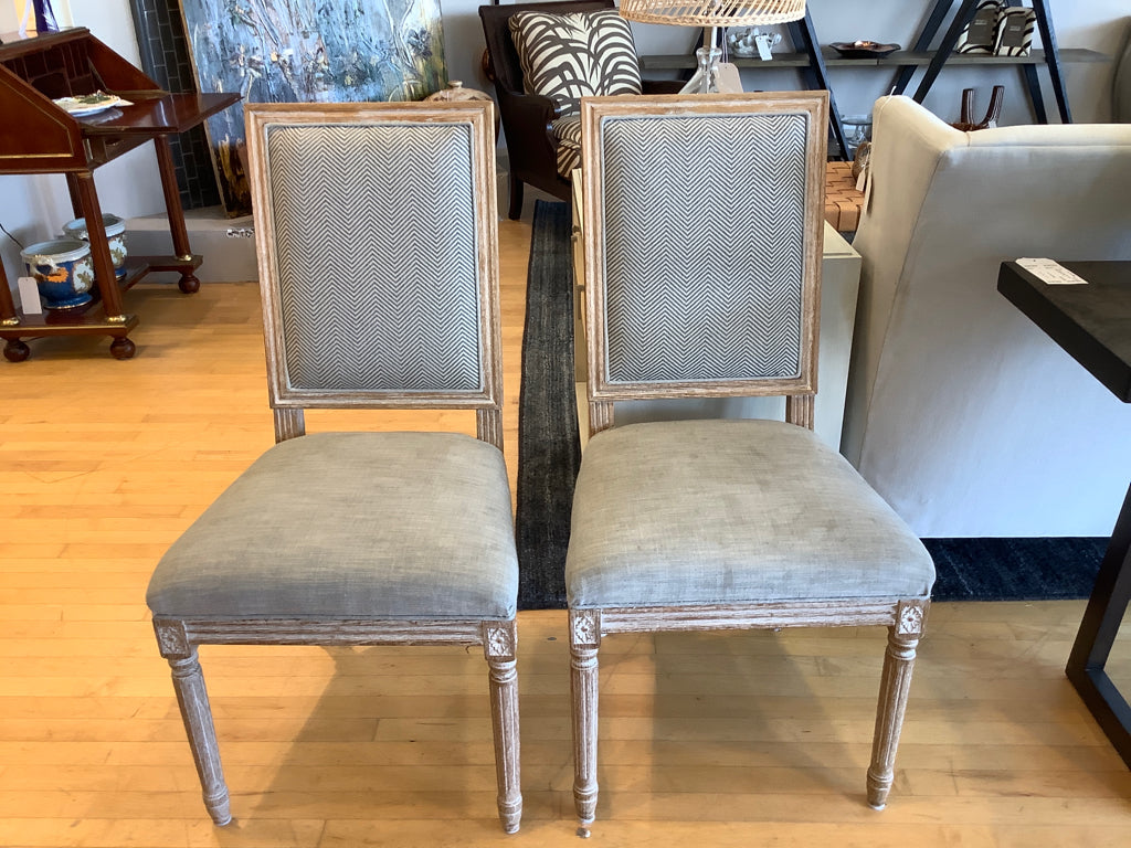Pair of Vintage French Square Back Side Chairs from Restoration Hardware