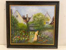 Load image into Gallery viewer, Artwork of Woman Watering Flowers,  by N. Remereux, signed
