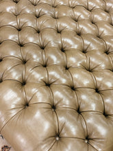 Load image into Gallery viewer, Large Olive Green Tufted Leather Ottoman

