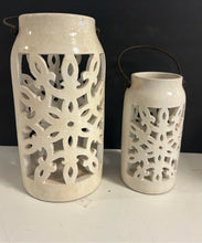 Load image into Gallery viewer, Pair of Stoneware Luminaries from Pottery Barn
