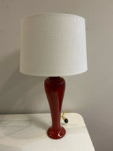 Load image into Gallery viewer, Dark Red Ceramic Lamp with  White Linen Drum Shade
