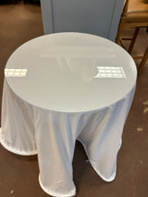 Load image into Gallery viewer, Round Press Board Table with White Tablecloth &amp; Glass Top
