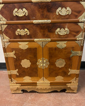 Load image into Gallery viewer, Vintage Grained Burl Elm Wood Bandaji (Scholars Chest) with Ornate Brass Mounts
