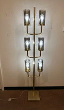 Load image into Gallery viewer, Gold Floor Lamp with 6 Smoke Glass Hurricanes from Mitchell Gold + Bob Williams
