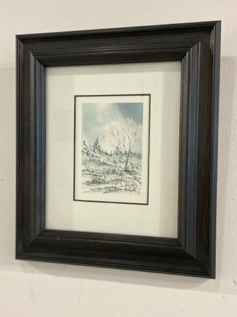 Framed Print of Snowy Landscape by Jack Scott, signed