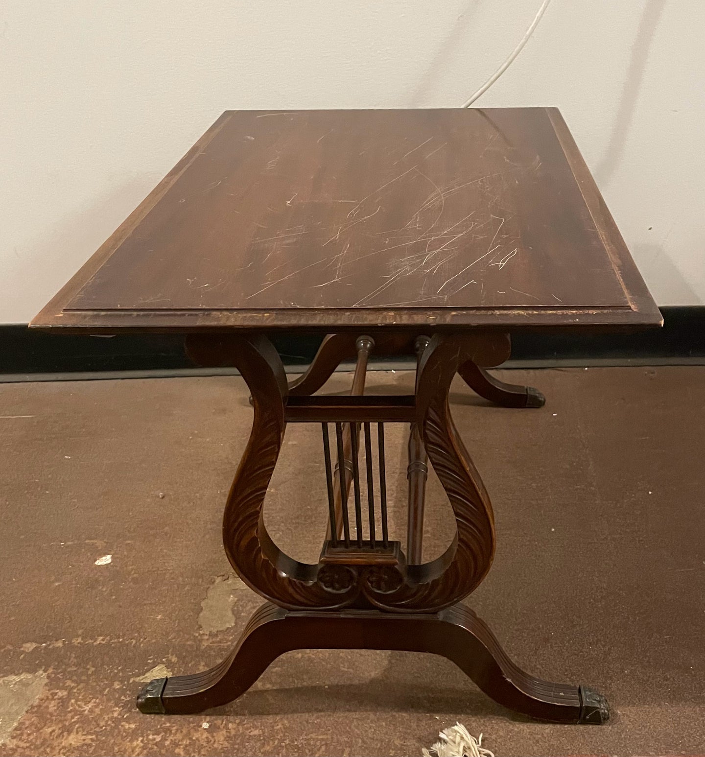 Mahogany Lyre Harp Table