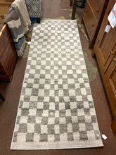 Load image into Gallery viewer, Grey &amp; Cream Check Runner Made in Turkey
