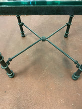 Load image into Gallery viewer, Green Iron Glass Top Side Table
