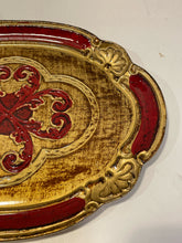 Load image into Gallery viewer, Red &amp; Gold Florentine Tray Made in Italy
