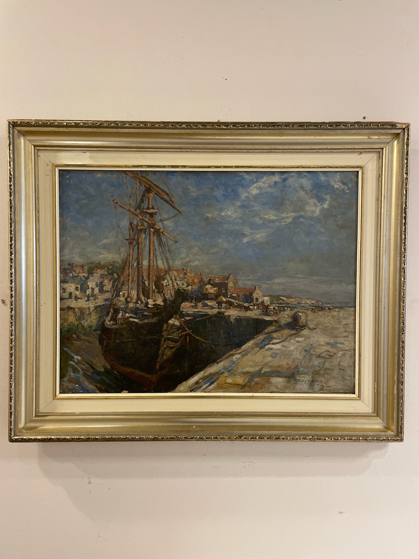 Vintage Oil of Coastal Scene by Scottish Artist Gertrude Mary Coventry, signed