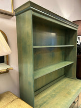 Load image into Gallery viewer, Two Piece Washed Green Hutch with  4 drawers &amp; 2 Cabinets
