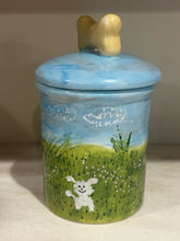 Load image into Gallery viewer, Hand Painted Ceramic "Treats" Jar with  Lid
