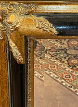 Load image into Gallery viewer, Black Beveled Mirror with Gold Accents
