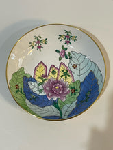 Load image into Gallery viewer, Tobacco Leaf Chinoiserie Porcelain Bowl with Brass Back
