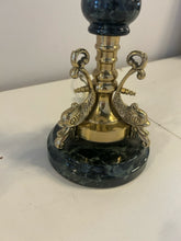 Load image into Gallery viewer, Pair of Marble Base &amp; Brass Buffet Lamps
