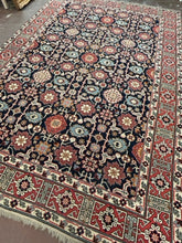 Load image into Gallery viewer, Handmade Red, Navy &amp; Cream Wool Area Rug from Bloomingdales
