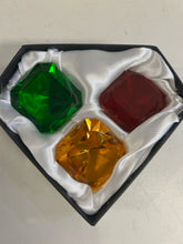 Load image into Gallery viewer, Red, Orange &amp; Green Crystal Paperweights from Oleg Cassini
