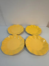 Load image into Gallery viewer, Four Yellow Ruffled Dinner Plates/Platters from Crate &amp; Barrel
