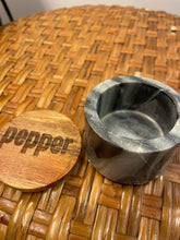 Load image into Gallery viewer, Small Wood + Marble Salt and Pepper Containers
