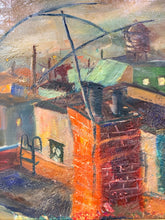 Load image into Gallery viewer, Original Oil of  New Jersey Rooftops by Gus Hunkele, signed
