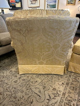 Load image into Gallery viewer, Pair of Gold Damask Club Chairs with Cording from Henredon Furniture
