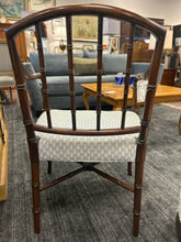 Load image into Gallery viewer, Vintage Bamboo-Style Armchair with Upholstered Seat and Tassled Pillow
