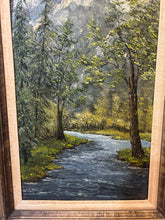 Load image into Gallery viewer, Framed Oil Painting Forest Scene, signed
