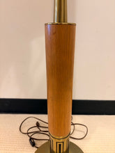 Load image into Gallery viewer, MCM Table Lamp with Wood and Brass Base from Stiffel
