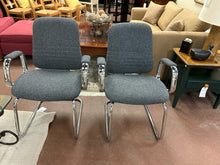 Load image into Gallery viewer, Pair of Chrome Arm Chairs with Gray Upholstery
