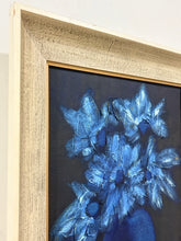 Load image into Gallery viewer, Monochrome Oil Painting of Blue Floral Arrangement, signed
